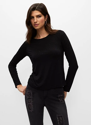 Rhinestone Detail Long Sleeve Tee