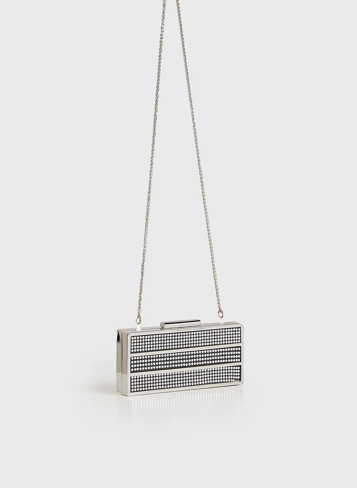 Pochette rectangulaire à cristaux