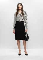 Mixed Print Blouse & Pencil Skirt