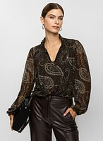 Paisley Print Mesh Blouse