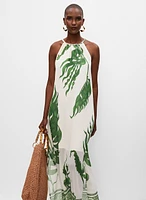 Leaf Print Maxi Dress