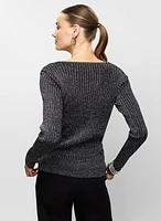 Jewel Button Metallic Sweater