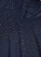 T-shirt à détail de feuilles palmier et strass