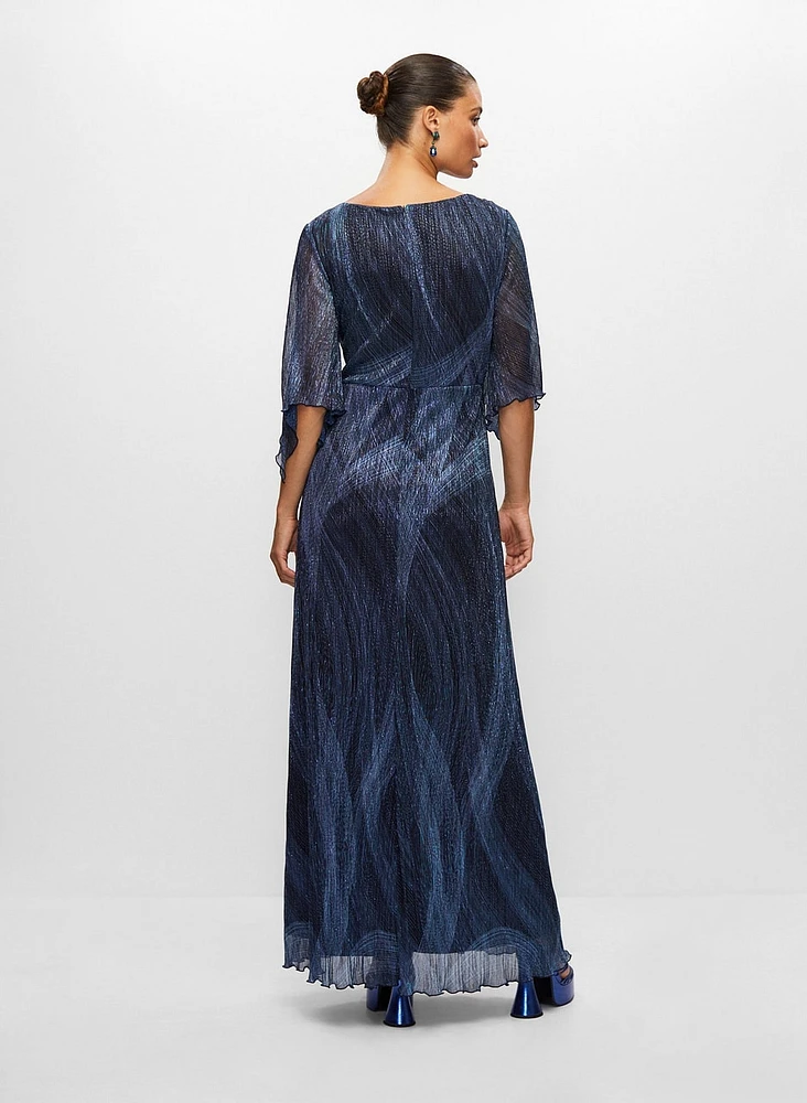 Robe métallique à manches 3/4 papillon