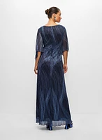 Robe métallique à manches 3/4 papillon