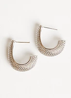 Textured J-Hoop Earrings