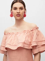 Robe en lin mélangé à épaules dénudées
