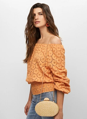 Eyelet Detail Long Sleeve Blouse