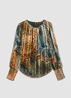 Abstract Butterfly Motif Blouse