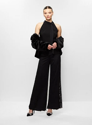Manteau en fourrure végane et haut à noeud