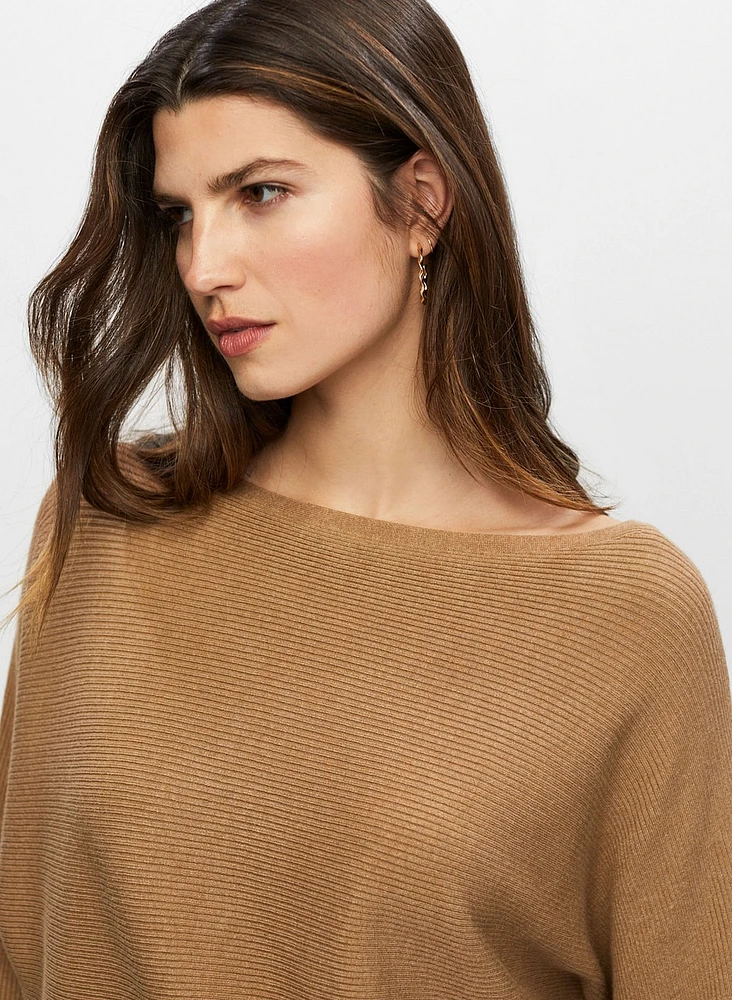 Dolman Sleeve Rib Knit Sweater