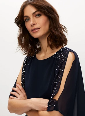 Rhinestone Detail Poncho Dress