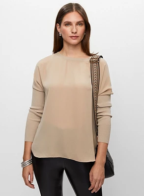 Long Sleeve Crepe & Knit Tunic