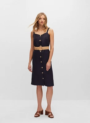 Robe de jour à boutons et ceinture
