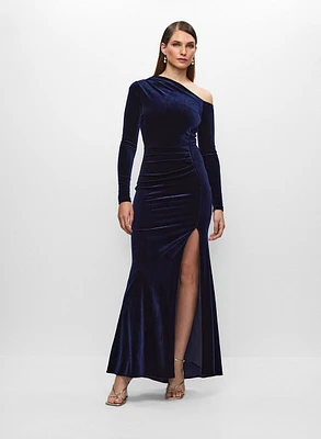 Velvet One-Shoulder Dress