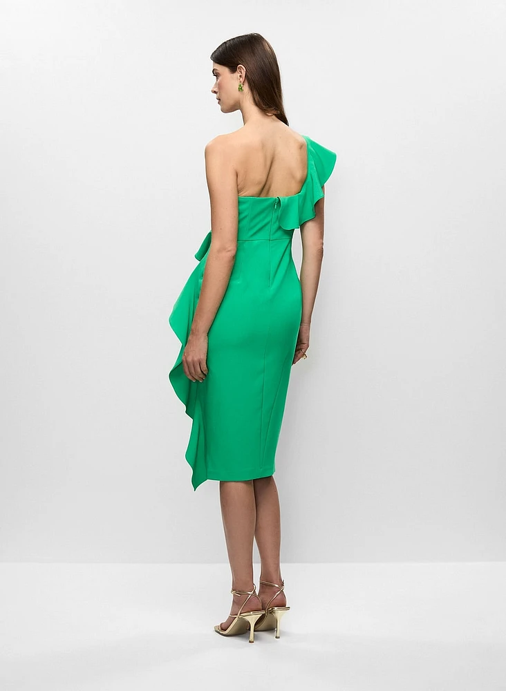 Adrianna Papell - One-Shoulder Flounced Dress
