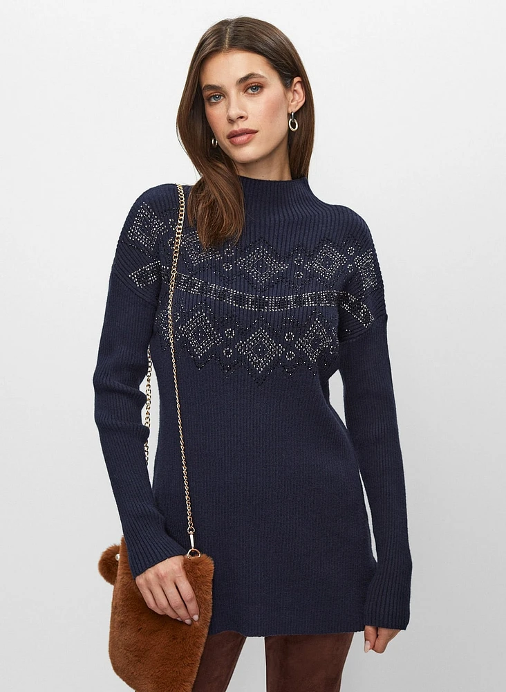 Rhinestone Detail Knit Sweater