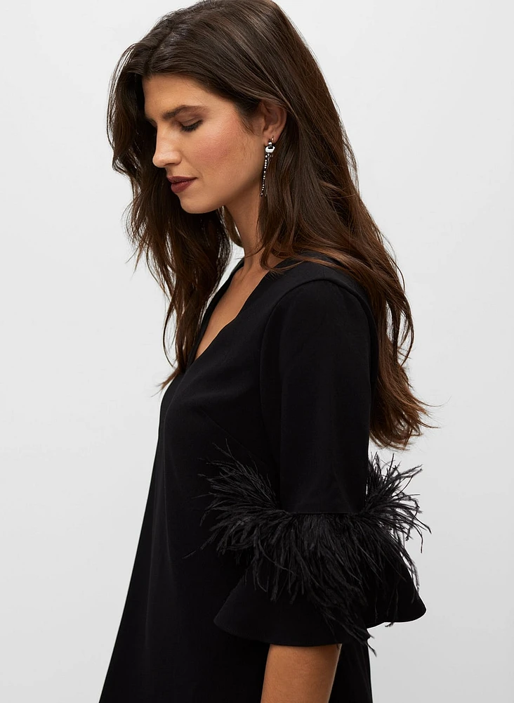 Aidan Mattox - Robe courte à détails de plumes