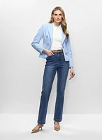 Button Detail Blazer & Wide Leg Jeans