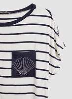 T-shirt rayé à détail coquillage