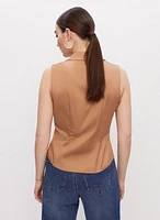 Sleeveless Shirt Collar Top