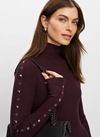 Stud Detail Turtleneck Dress