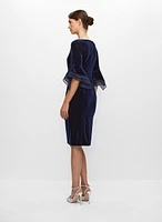 Adrianna Papell - Robe en velours à manches évasées volants