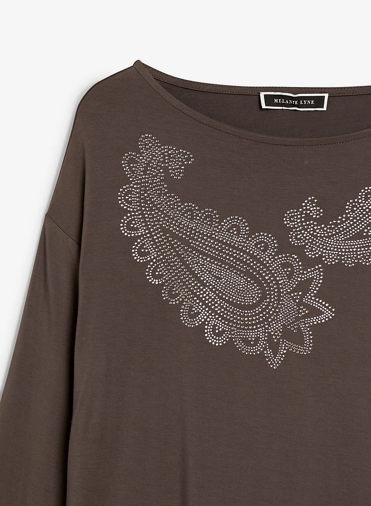 T-shirt à motif paisley clouté