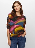 Marbled Print 3/4 Sleeve Top