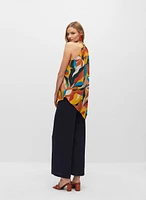 Abstract Print Halter Neck Blouse