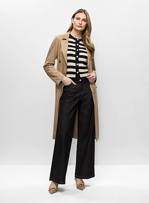 Manteau en suède végane et jean large
