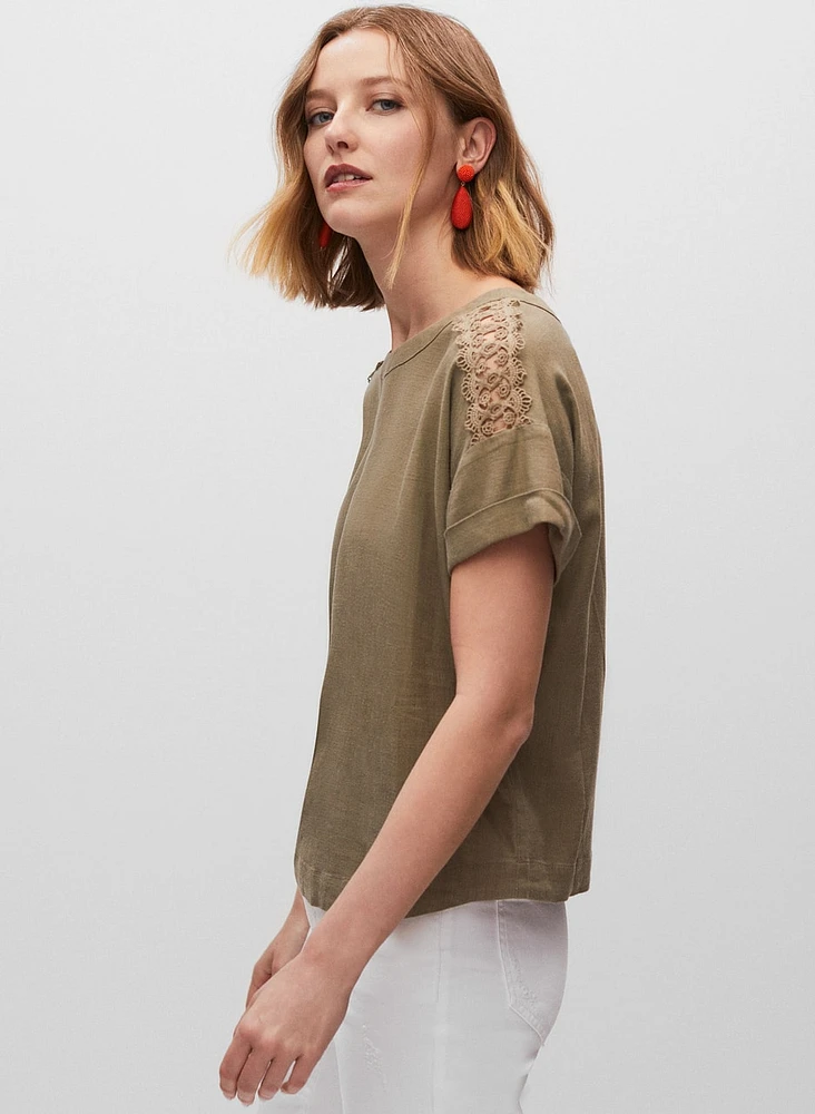 Shoulder Detail Linen Blouse