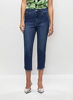 Embellished Hem Denim Capris