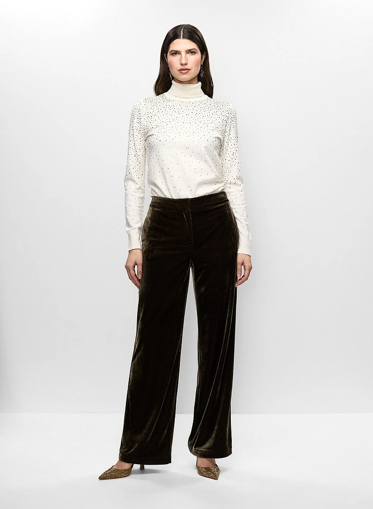 Rhinestone Detail Sweater & Velour Pants