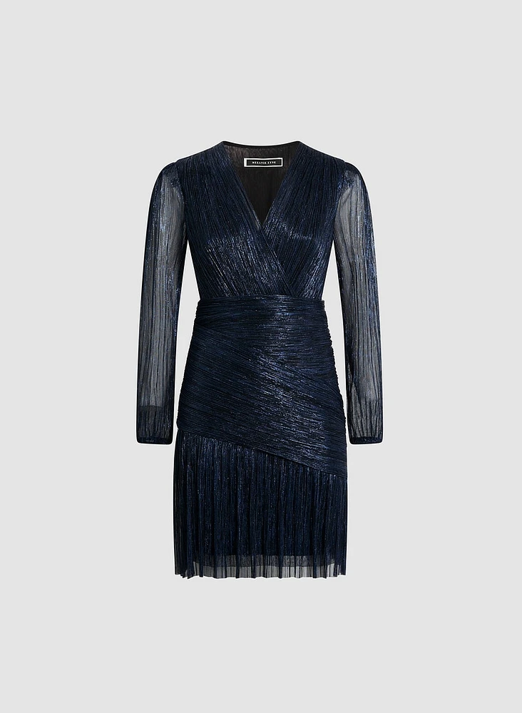 Crinkle Effect Metallic Dress