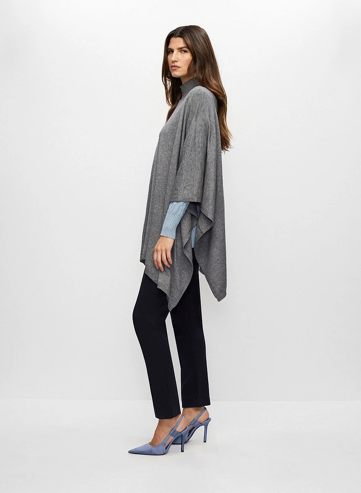 Poncho long à col roulé 