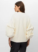 Button Front Puff Sleeve Cardigan