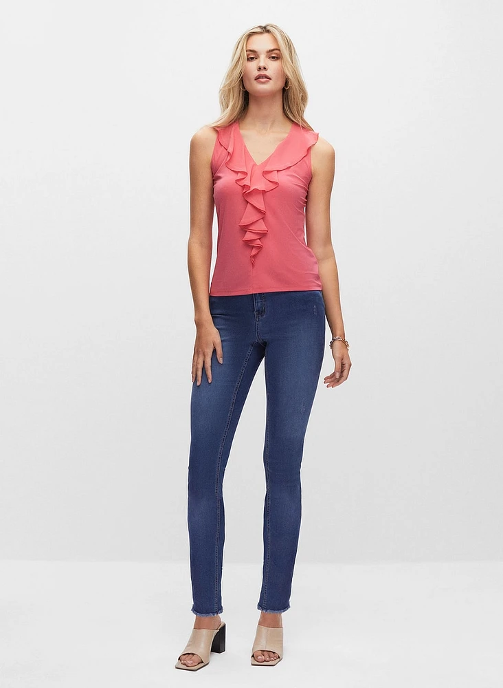 Ruffle Front Sleeveless Top