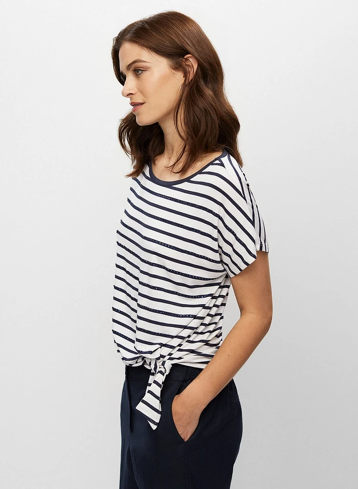 T-shirt rayé avec lien à nouer