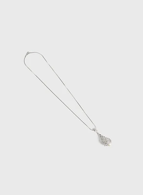 Long Necklace With Teardrop Pendant