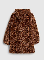 Leopard Print Faux Fur Coat