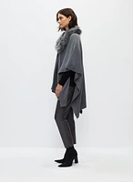 Poncho à col amovible en fausse fourrure