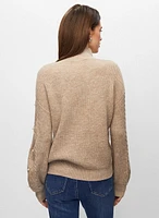 Pearl Embellished Rib Knit Sweater