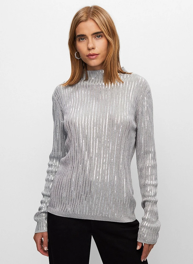 Pull en tricot côtelé à sequins