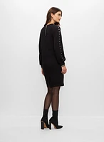 Stud Detail Mock Neck Dress