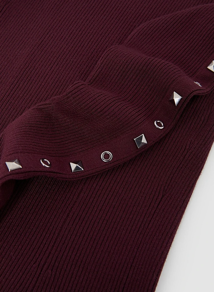 Stud Detail Turtleneck Dress