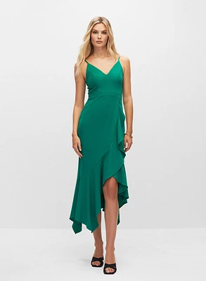 BA Nites - V-Neck Flounce Detail Dress