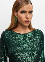 Robe en sequins à encolure bateau