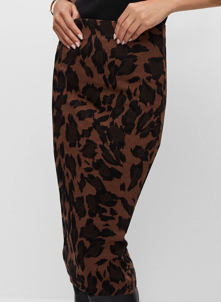 Pull-On Leopard Motif Skirt