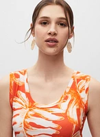 Robe en jersey à motif feuilles de palmier